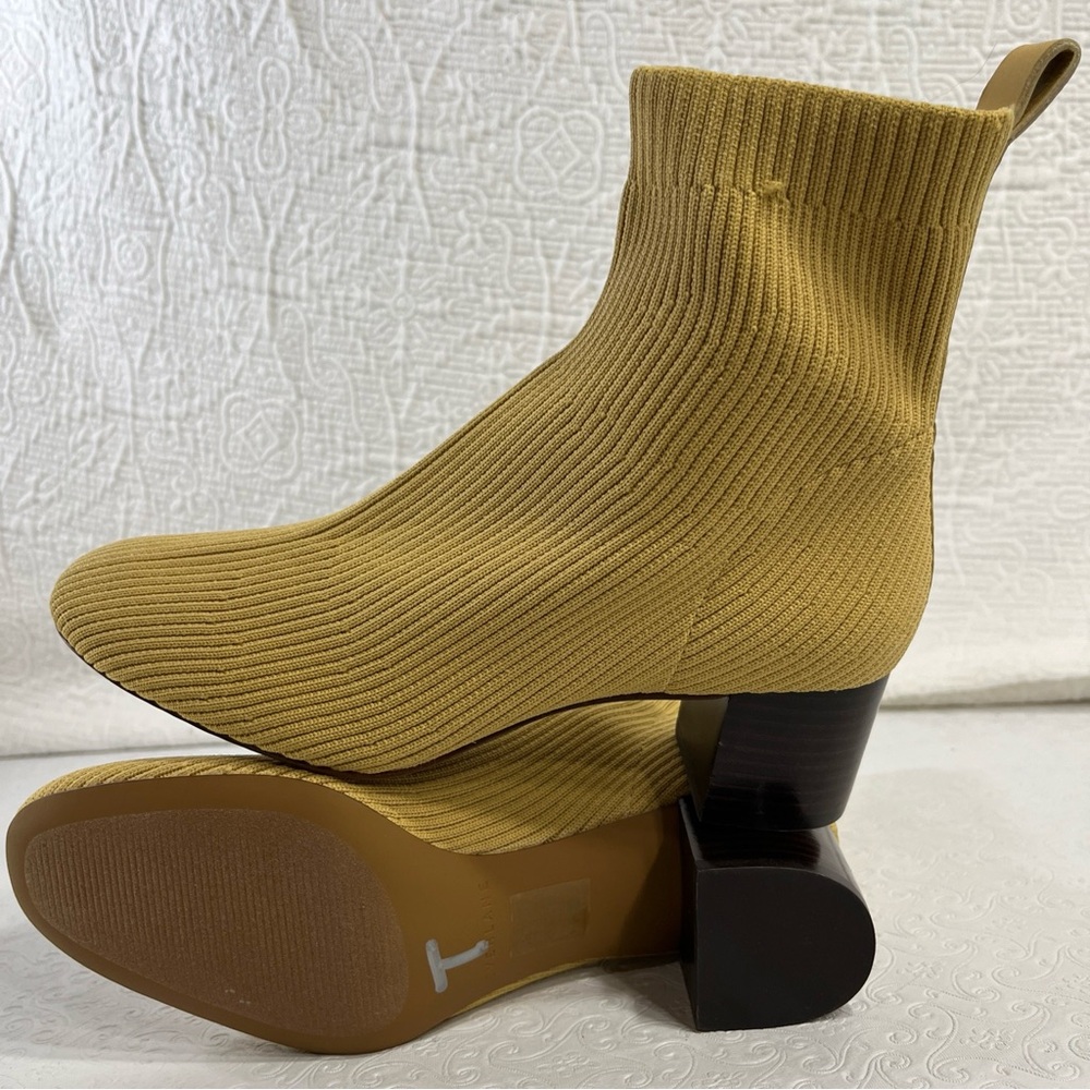 Everlane The Glove Boot Size 7 Yellow Ankle Ribbed Fabric Uppers 2 in Block Heel - Picture 14 of 16